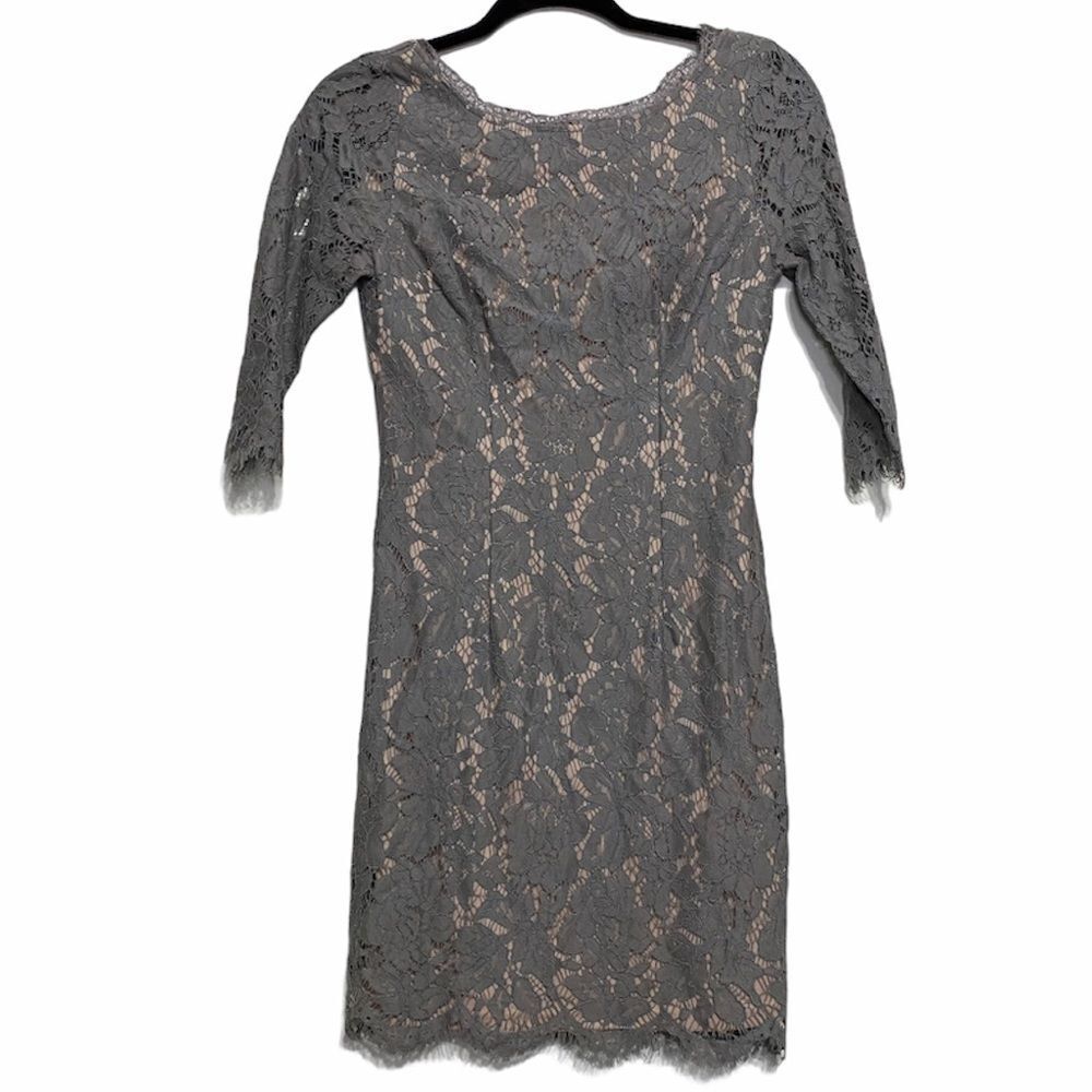 Soieblu French Gray Lace Sheath Dress Low Back